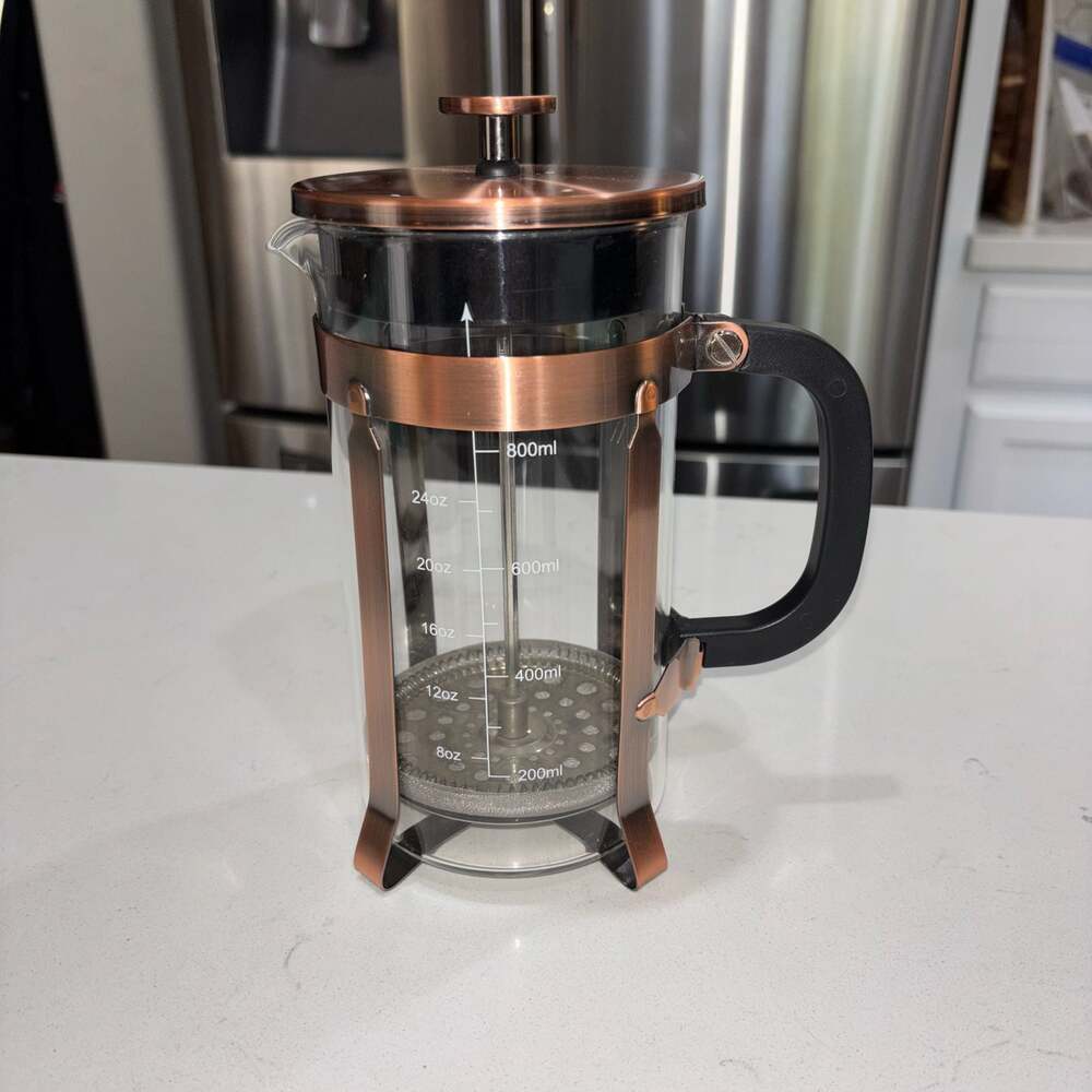 Copper Finish Borosilicate Glass French Press Coffee Maker 800ml